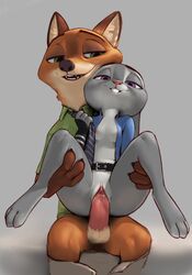 2022 anthro anthro_on_anthro anthro_penetrated anthro_penetrating anthro_penetrating_anthro balls belt bottomless breasts canid canine chair_position clothed clothed_sex clothing clothing_pull disney duo ears_down female female_penetrated fox from_behind_position front_view fur genitals grey_body grey_fur hi_res interspecies judy_hopps lagomorph leporid male male/female male_penetrating male_penetrating_female mammal necktie necktie_pull nick_wilde nipples open_clothing open_mouth open_shirt open_smile open_topwear orange_body orange_fur pants_down partially_clothed penetration penile penile_penetration penis penis_in_pussy pivoted_ears predator/prey predator_penetrating_prey pussy qupostuv35 rabbit sex shirt sitting small_breasts smile topwear vaginal_penetration zootopia zootropolis