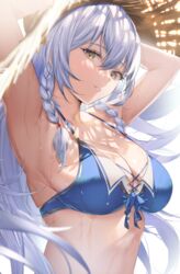 1girls armpits bikini blue_hair breasts female granblue_fantasy long_hair silva_(granblue_fantasy) yellow_eyes