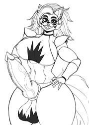 1futa anthro bermuda_art bottomless breasts canine_penis clothed clothing five_nights_at_freddy's five_nights_at_freddy's:_security_breach furry futa_on_futa futa_only futanari huge_cock knot monochrome partially_clothed penis roxanne_wolf_(fnaf) sketch solo standing tagme thick_thighs wide_hips