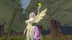 anthro butterfly fluttershy_(mlp) forest my_little_pony nature simple_smut solo_female straight_hair