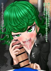 animated censored drillmole female green_eyes green_hair one-punch_man penis tatsumaki