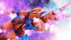 1girls blowing_kiss bunny_ears closed_eyes dark-skinned_female dark_skin final_fantasy final_fantasy_xiv gpose(ffxiv) lingerie lyna_(final_fantasy_xiv) revealing_clothes solo solo_female solo_focus square_enix viera white_hair zly