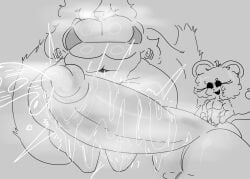balls big_balls big_penis big_thighs bikini bikini_top breasts chubby chubby_female female futanari hyper hyper_balls hyper_genitalia hyper_penis hyper_testicles intersex juno_(junojif) junojif larger_female line_art long_hair mimi_(junojif) musk musk_clouds musky musky_cock penis precum rat rat_ears rat_tail smaller_intersex testicles thick_thighs thighs