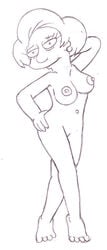 breasts cordless crossed_legs edna_krabappel female female_only human monochrome nipples nude sketch solo standing tagme the_simpsons