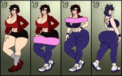 1girls abs before_and_after black_hair blake_belladonna cat_ears cat_girl catgirl commission commission_art commissioner_upload female gym_clothing hiastobasement_(artist) leopard_print lottaslove358 muscular muscular_female neo_(rwby) purple_clothing purple_leggings red_clothing red_highlights ruby_rose rwby short_hair transformation transformation_sequence