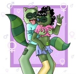 breast_grab breast_squeeze clothed fan_character fully_clothed happy_tree_friends lifty lifty_(htf) mondo_media nifty oc original_character raccoon straight tagme