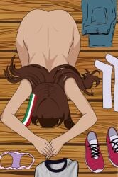 1girls brown_hair brown_skin chilo_chan chilo_sports clothes_on_floor mexican_female naked_female submissive_female