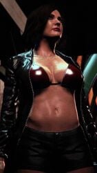 3d 3d_(artwork) absurd_res absurdres alternate_outfit amanda_de_santa beautiful_woman blue_eyes breasts brown_hair chain_necklace cleavage daz_studio denim_shorts dionys_ramirez edited_screencap emotionless emotionless_female expressionless female grand_theft_auto grand_theft_auto_v heavenly_body highres indifferent jean_shorts large_breasts large_tits mature_female mature_woman milf mother navel pink_lipstick red_bikini_top short_hair source_request tomboy tomboy_milf wide_hips