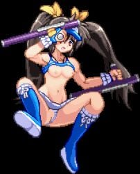 eri_hasumi m.u.g.e.n vanguard_princess visor_cap tied_hair pixel_art sprite animated gif transparent_background breasts panties panties_aside sex rape invisible_male pussy nipples skirt boots