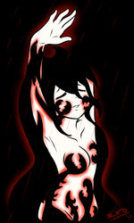 black_hair breasts female pandora_(omina) pherociouseso raised_arm