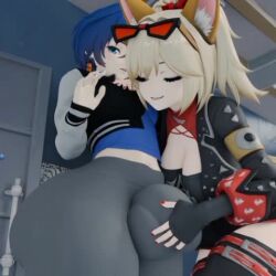 3d ai_assisted ai_generated balls balls_bulge blender bulge clothed futanari intersex mp4 penis penis_bulge smirking surprised tagme video