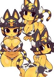 animal_crossing ankha big_ass big_breasts cow_print feline female fukurou_(owl222) furry huge_breasts nintendo tagme thick_thighs