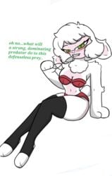 anthro blush bovid bra caprine clothing dawn_bellwether disney eyewear female fluffy glasses green_eyes legwear lingerie mammal pace-maker panties sheep solo stockings underwear zootopia zootropolis