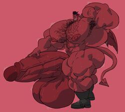 abs armpit armpit_hair balls bara biceps body_hair bodybuilder boner demon erection gay hyper hyper_balls hyper_genitalia hyper_muscles hyper_penis hyper_testicles male male_focus male_only muscles muscular muscular_back muscular_legs muscular_male muscular_thighs nude penis remert solo solo_male sweat sweating sweaty testicles yaoi