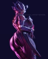 1girls 3d ass big_ass big_breasts breasts coolmaster98 curvaceous curvy female female_focus helmet hips looking_at_viewer looking_back lotus_(warframe) lotus_radiant simple_background solo solo_female thick_thighs thighs voluptuous warframe watermark wide_hips