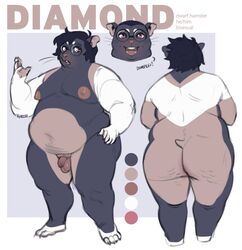 anthro balls cellulite cricetid dimples english_text eyewear genitals glasses hamster hi_res kyrosh male mammal model_sheet nipples overweight overweight_male penis rodent solo text