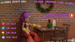 16:9 3d 3d_(artwork) breasts christmas female female_only growth lazza_(artist) long_hair pointy_ears ponytail purple_hair sequence shantae shantae_(character) smooth_skin