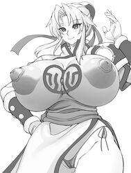 1girls areola areolae big_breasts big_nipples bikini_bottom black_and_white breast_focus breasts clothing desuroguma detailed dragon_quest dragon_quest_dai_no_daibouken female female_focus female_only fighter forearm_armor hips huge_breasts human large_breasts long_hair looking_away maam nipples nipples_visible_through_clothing panties posing pussy_peek rings shaded short_hair shoulder_armor shounen_jump small_hat smile smiling standing tagme thick_thighs thighs turtleneck wide_hips