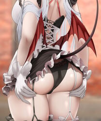 1girls ass black_panties fouriasensei maid pale-skinned_female succubus tagme veibae virtual_youtuber vshojo white_gloves white_hair