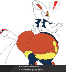 big_ass big_butt cinderace dat_ass excessive_size game_freak hyper hyper_ass hyper_butt mad_n_evil madevilindustries nintendo pokemon white_background