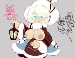 :3 aged_up artist_name big_breasts breasts circle_head cookie_run cookie_run_kingdom cotton_cookie devsisters food_creature lantern nipples smile tagme trophimos white_hair