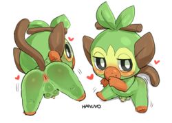 anthro anus ass balls blush censored genitals grookey hanuvo heart male male_only nintendo penis pokémon_(species) pokemon pokemon_(species) simple_background solo_male video_games white_background