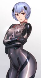 1girls artist_request ass bandaid blue_hair bodysuit breasts clothing female hips human interface_headset light-skinned_female light_skin looking_at_viewer medium_breasts neon_genesis_evangelion pale-skinned_female pale_skin pasties pilot_suit plugsuit rebuild_of_evangelion red_eyes rei_ayanami short_hair skin_tight solo solo_female thick_thighs wide_hips
