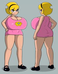 1girls angry big_ass big_breasts black_eyes blonde_hair cartoon_network cleavage female female_only garabatoz grey_background huge_breasts mandy_(billy_and_mandy) no_nose noseless simple_background solo the_grim_adventures_of_billy_and_mandy thick thick_thighs voluptuous white_sclera