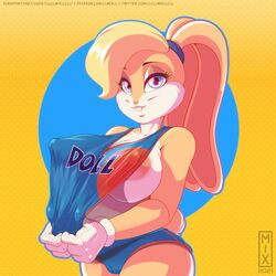 anthro areola big_areola big_breasts big_nipples bottomwear breasts cameltoe clothing female lagomorph leporid llmixll lola_bunny looney_tunes mammal nipple_bulge pokies rabbit shorts solo warner_brothers