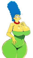 1girls 2017 2017s 20th_century_fox 20th_century_studios absurdres alternate_breast_size big_ass big_breasts blue_hair breasts cleavage clothed clothing collar dress female female_only green_dress hair huge_ass huge_breasts impossible_clothes impossible_dress jewelry large_breasts looking_at_viewer marge_simpson midriff milf necklace pearl_necklace red_pearl_necklace simple_background sketch solo solo_female solo_focus sssonic2 surprised the_simpsons thick_thighs thighs white_background wide_hips yellow_skin