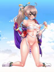 animated animated bouncing_breasts eyepatch monica_(project_qt) nutaku ponytail project_qt solo_female toy_in_pussy toy_insertion vaginal_insertion