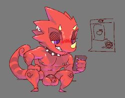 animal_crossing anthro balls collar flick_(animal_crossing) genitals hi_res lizard male male_only nintendo nipple_piercing nipples penis piercing reptile scalie spiked_collar spikes spookspk video_games