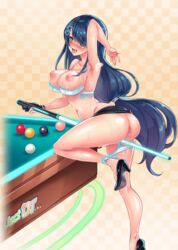 animated ass blue_hair high_heels maggie_(project_qt) masturbation nutaku panties_around_leg panties_down pool_table project_qt solo_female