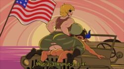 1boy 1boy1girl 1girls age_difference american_flag animated ass big_ass big_butt blonde_hair cerealharem_(artist) cindy_salvo_(character) clothed_sex cow_boy cowgirl_position cum_in_pussy dominant_female english_text faceless_male femdom flag gif hetero jacket large_ass large_breasts large_penis larger_female loop marlo_(original_character) milf military military_jacket military_uniform military_vehicle muscular_female original_character riding sex size_difference smaller_male straight straight_sex subtitled sunglasses text tinted_eyewear torn_clothes torn_pants vaginal_penetration vehicle vhs