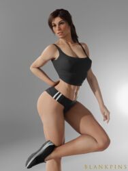 1girls 3d big_ass blankpins female female_only fitness gym_uniform lara_croft lara_croft_(survivor) muscular_female simple_background solo tomb_raider