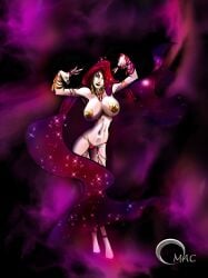 1girls belly_dancer_outfit big_breasts female_focus female_only magic omac red_hair red_hair