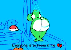 animated anthro ass big_butt bounce bouncing_ass bouncing_butt everyone_is_so_mean_2_me jiggling male mario_(series) meme nintendo short_playtime shower solo superiorfox twerking video_games yoshi