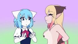 animal_ears big_breasts comparing_breasts confused_look edit fox_girl luna_(wolfychu) small_breasts virtual_youtuber wolfychu youtube