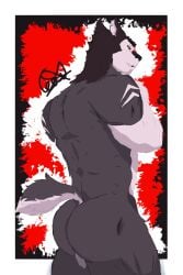 1boy anthro ass barazoku butt demon gaek gay helluva_boss hi_res lobo male male/male male_only vortex_(helluva_boss) wolf