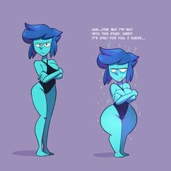 1girls big_breasts breasts clothed clothing female female_only humanoid lapis_lazuli_(steven_universe) partially_clothed shapeshifter shortstack shortstackification solo standing steven_universe sweetdandy swimsuit thick_thighs thighs tsundere wide_hips