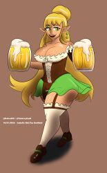 bar beer big_breasts blonde_hair dungeons_and_dragons fantasy green_eyes halfling halfling_female isabelle_shin´tzu long_hair shortstack skirt thick_thighs trickerycraft