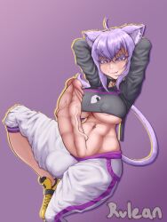 1futa animal_ears areolae balls balls_under_clothes big_balls big_breasts big_penis breasts cat_ears cat_tail catgirl clothed clothing crop_top erection futa_only futanari hololive huge_cock humanoid humanoid_penis inner_ear_fluff kemonomimi light-skinned_futanari light_skin looking_at_viewer mostly_clothed nekomata_okayu nipples nipples_visible_through_clothing oerba_yun_fang okayu_ch. pale_skin pants penis plain_background precum purple_eyes purple_hair purple_tail rulean shoes smile solo solo_futa tail underboob virtual_youtuber