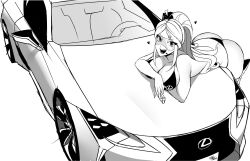 1girls ass breasts car female heart kansu-kansu lexus_girl open_mouth tinted_eyewear vehicle visor voluptuous