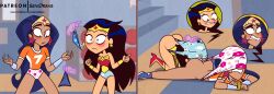 2girls ass big_ass blush dark-skinned_female dc_comics dc_super_hero_girls diana_prince disembodied_hands embarrassed female female_only light-skinned_female multiple_girls panties semidraws square_crossover teen_titans_go wedgie wonder_woman wonder_woman_(series) wonder_woman_(teen_titans_go)