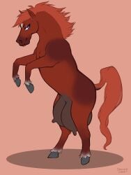 3:4 anatomically_correct big_breasts breasts equid equine female feral flowing_tail hi_res horse horse_tail huge_breasts looking_back mammal mane on_hind_legs rainstorm_(marefurryfan) sammehchub solo