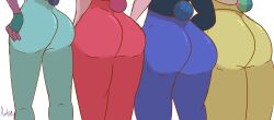 absurd_res alicorn anthro ass azulejo big_butt equid equine female friendship_is_magic group hasbro hi_res horn horse leggins mammal my_little_pony princess_cadance_(mlp) princess_celestia_(mlp) princess_luna_(mlp) twilight_sparkle_(mlp) wide_hips wings