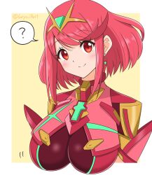 1girls 6oryo_illust ? bangs big_breasts blush blush blushing_at_viewer breasts chest_jewel cute earrings eye_contact female female_only hair_ornament large_breasts light-skinned_female light_skin looking_at_viewer nintendo pyra red_eyes red_hair short_hair smile smiling smiling_at_viewer solo solo_female swept_bangs tagme xenoblade_(series) xenoblade_chronicles_2