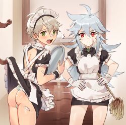 bennett_(genshin_impact) femboy genshin_impact itsme_takk maid maid_uniform razor_(genshin_impact) trap