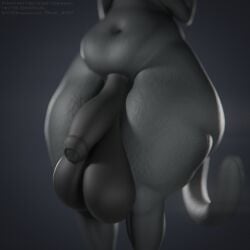 2022 3d_(artwork) 5_fingers anthro ass balls belly big_balls big_butt big_penis blender_(software) dark_body dark_skin digital_media_(artwork) felid feline fingers fur garth_(wyrt) genitals girly hi_res huge_balls huge_butt huge_cock hyper hyper_balls hyper_genitalia iii_oridas_iii male male/male mammal nude overweight penis saggy_balls simple_background slightly_chubby solo thick_thighs wide_hips