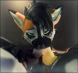 3d_(artwork) absurd_res animal_genitalia animal_penis anthro big_penis bodily_fluids clothing digital_media_(artwork) double_fellatio double_oral double_penetration dripping english_text fellatio fishnet_clothing fishnet_topwear genital_fluids genitals group hi_res licking lill_esp lill_espion looking_at_viewer looking_pleasured male male/male markings mascara_smear oral penetration penile penis penis_lick precum precum_drip rexouium saliva saliva_on_penis sex solo tally_marks text tongue topwear trio